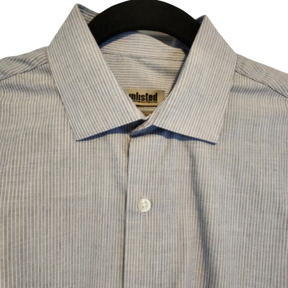 Unlisted by Kenneth Cole Button-down Dress Shirt, Slim Fit 15/15.5 Blue White - Picture 2 of 11